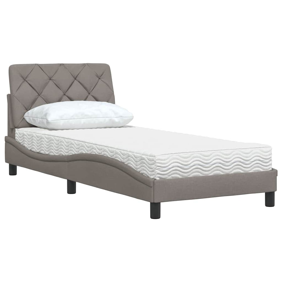 Bed met matras stof taupe 80x200 cm