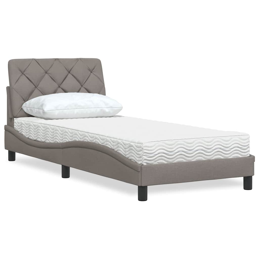 Bed met matras stof taupe 80x200 cm