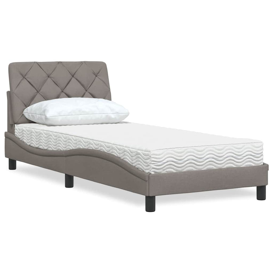 Bed met matras stof taupe 80x200 cm