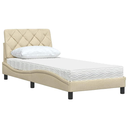 Bed met matras stof crèmekleurig 80x200 cm
