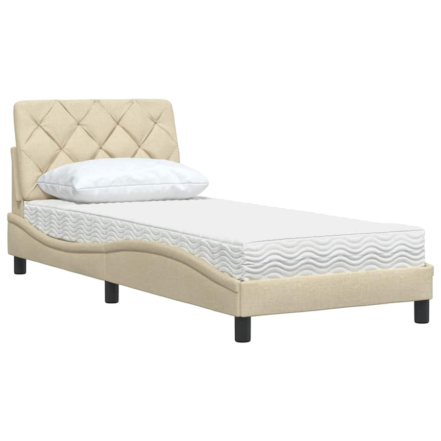 Bed met matras stof crèmekleurig 80x200 cm