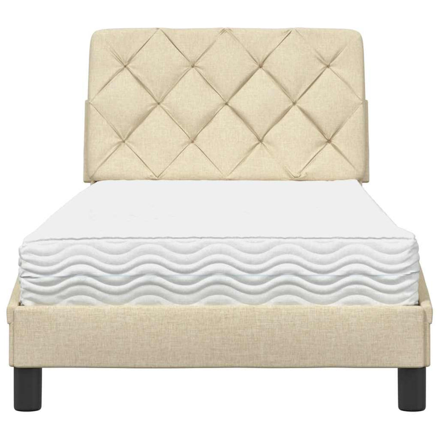 Bed met matras stof crèmekleurig 80x200 cm
