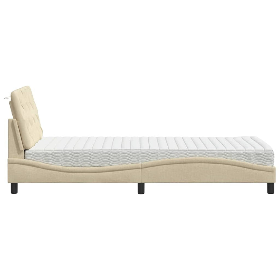 Bed met matras stof crèmekleurig 80x200 cm