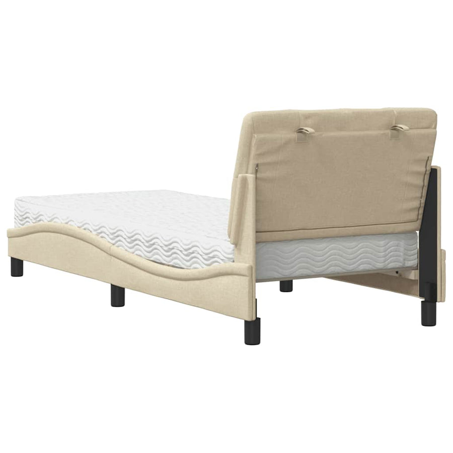 Bed met matras stof crèmekleurig 80x200 cm