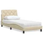 Bed with fabric mattress cream 80x200 cm