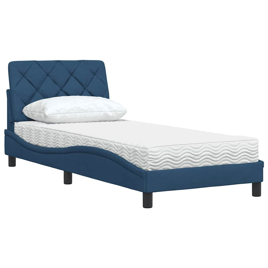 Bed met matras stof blauw 80x200 cm
