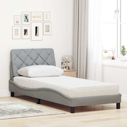 Bed met matras stof lichtgrijs 90x190 cm
