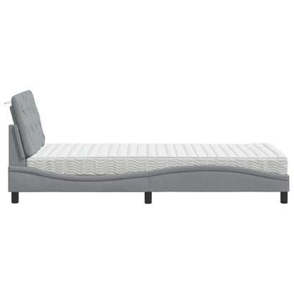 Bed met matras stof lichtgrijs 90x190 cm