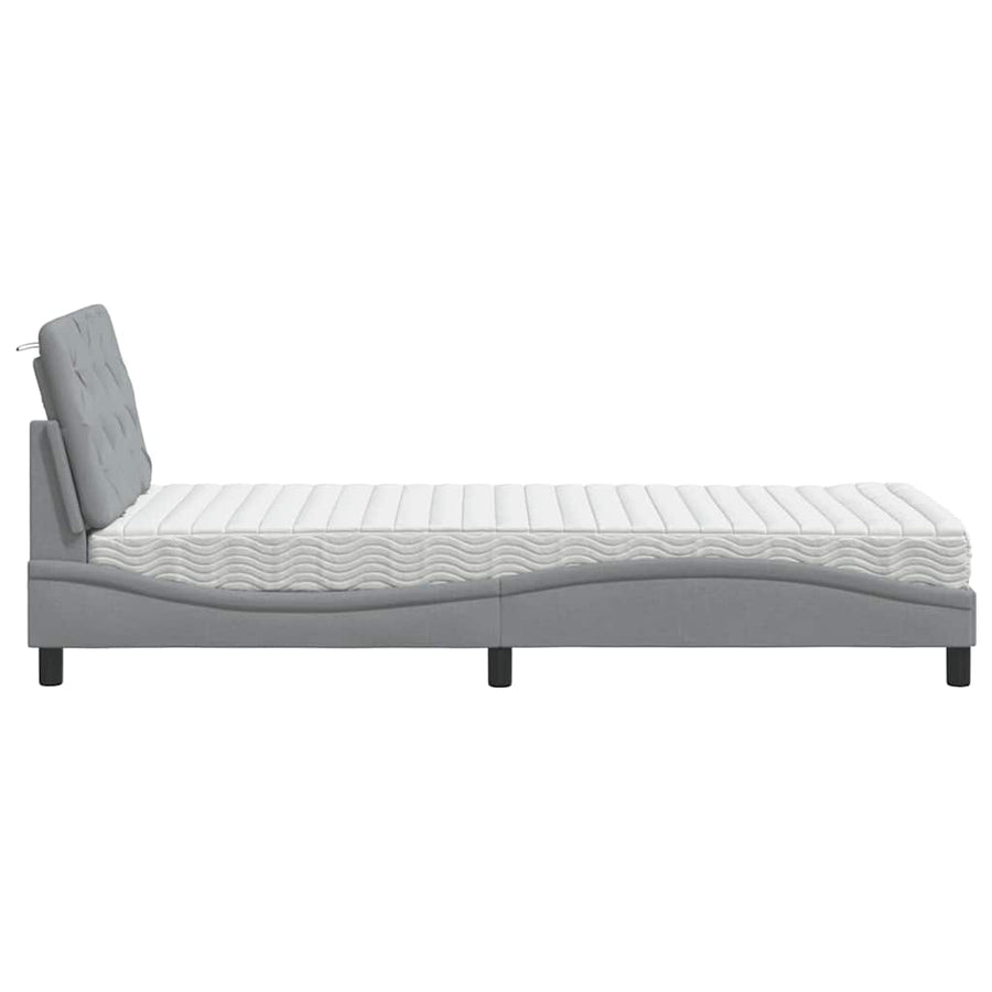 Bed met matras stof lichtgrijs 90x190 cm