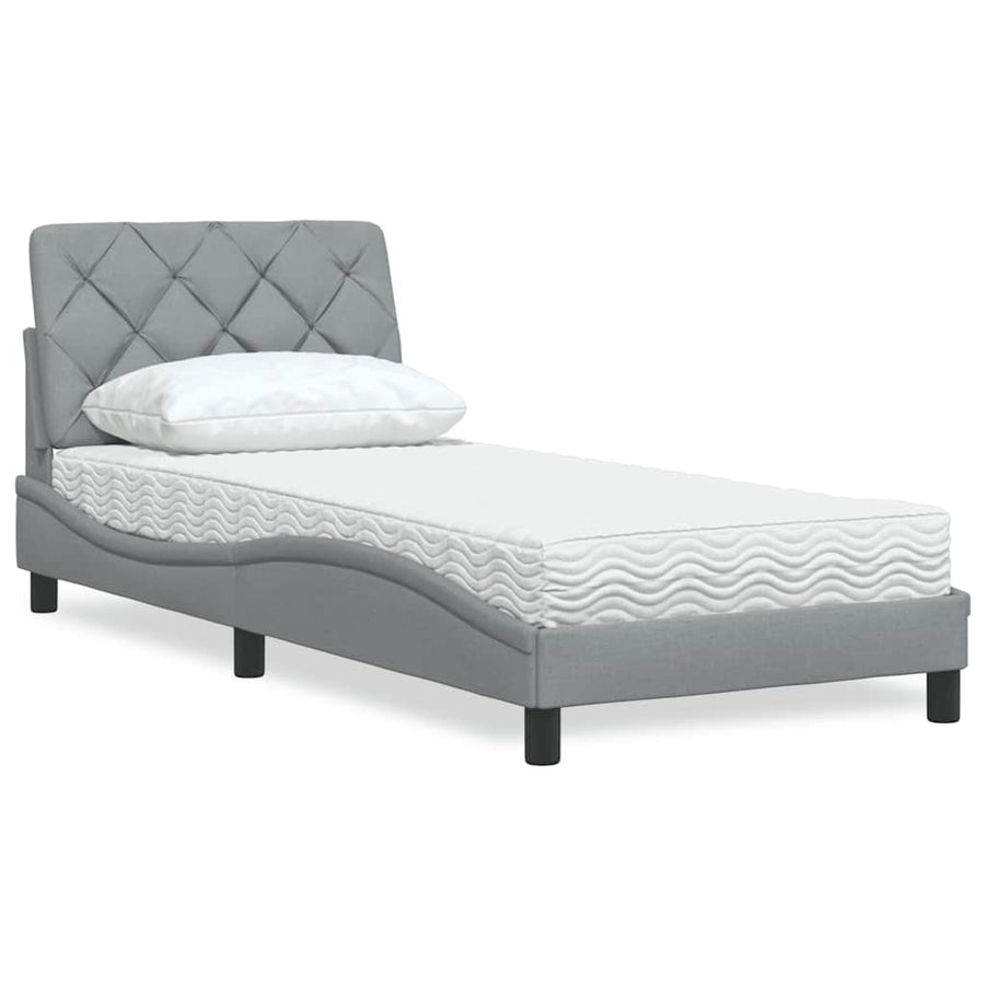 Bed met matras stof lichtgrijs 90x190 cm