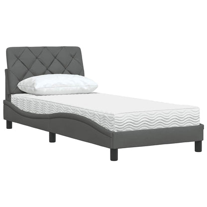 Bed met matras stof donkergrijs 90x190 cm