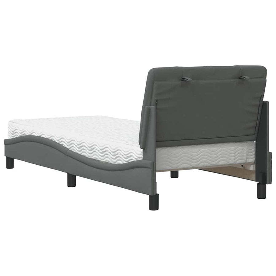 Bed met matras stof donkergrijs 90x190 cm