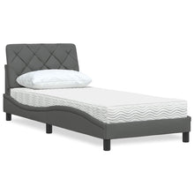 Bed met matras stof donkergrijs 90x190 cm
