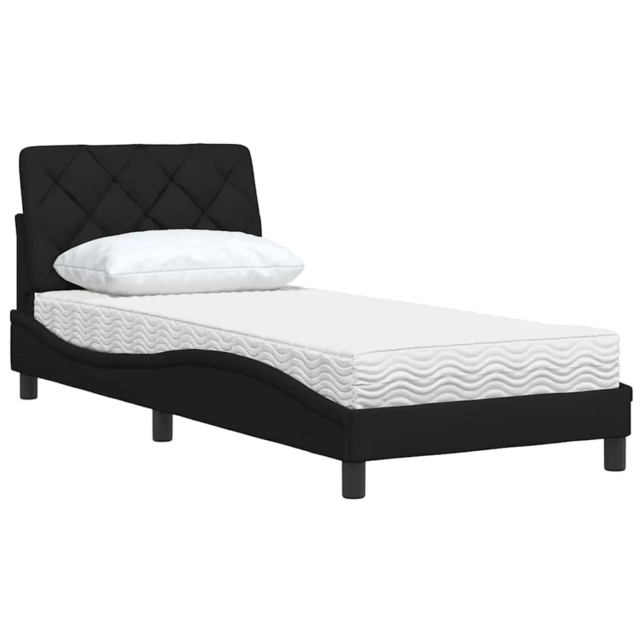 Bed met matras stof zwart 90x190 cm