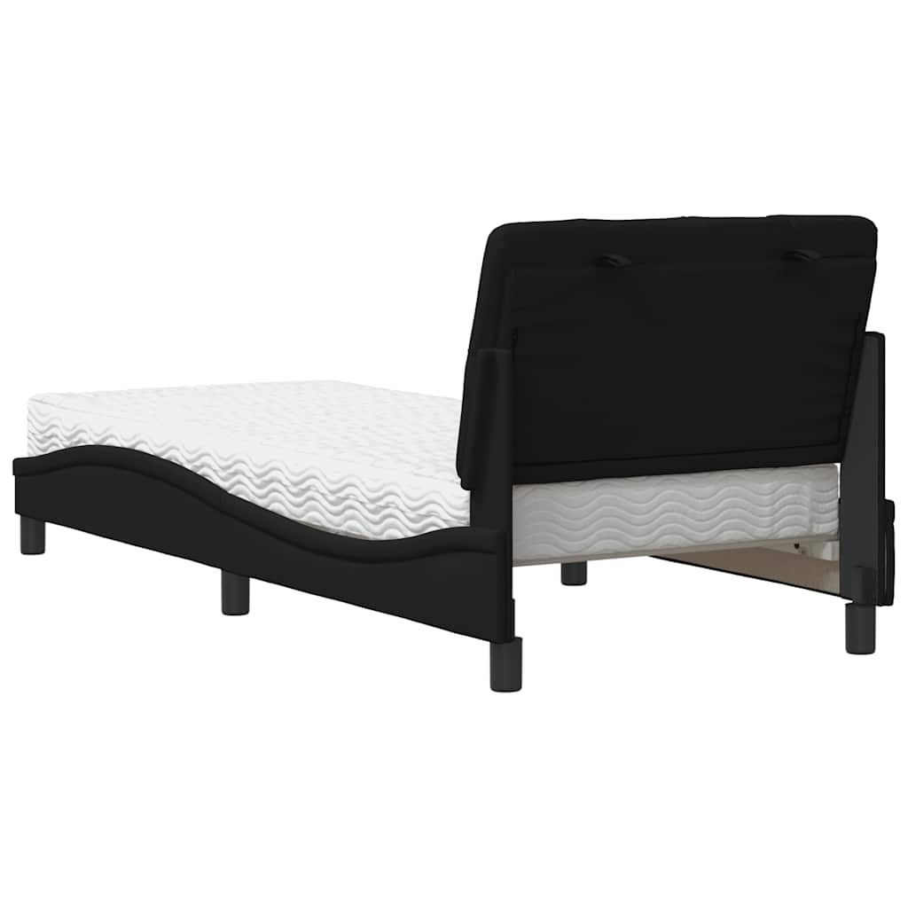 Bed met matras stof zwart 90x190 cm