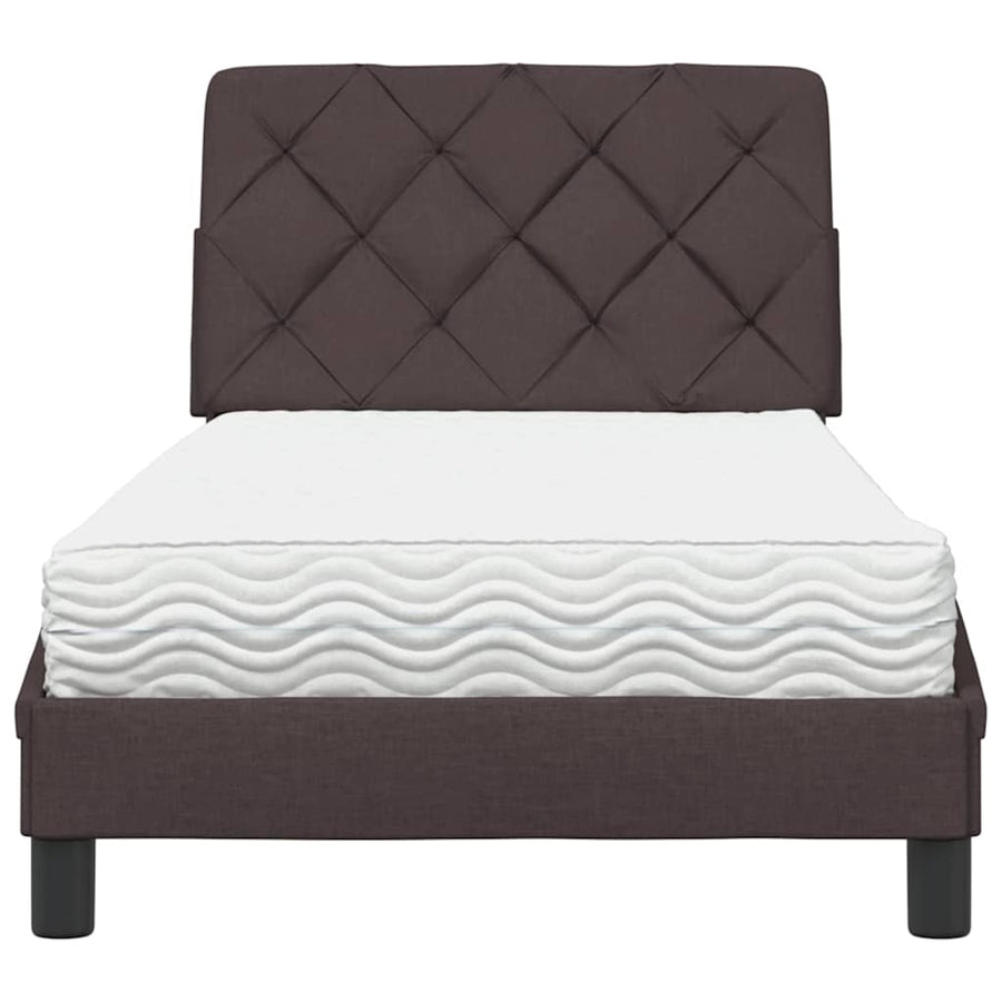 Bed Met Matras Stof 90 x 190 cm Donkerbruin