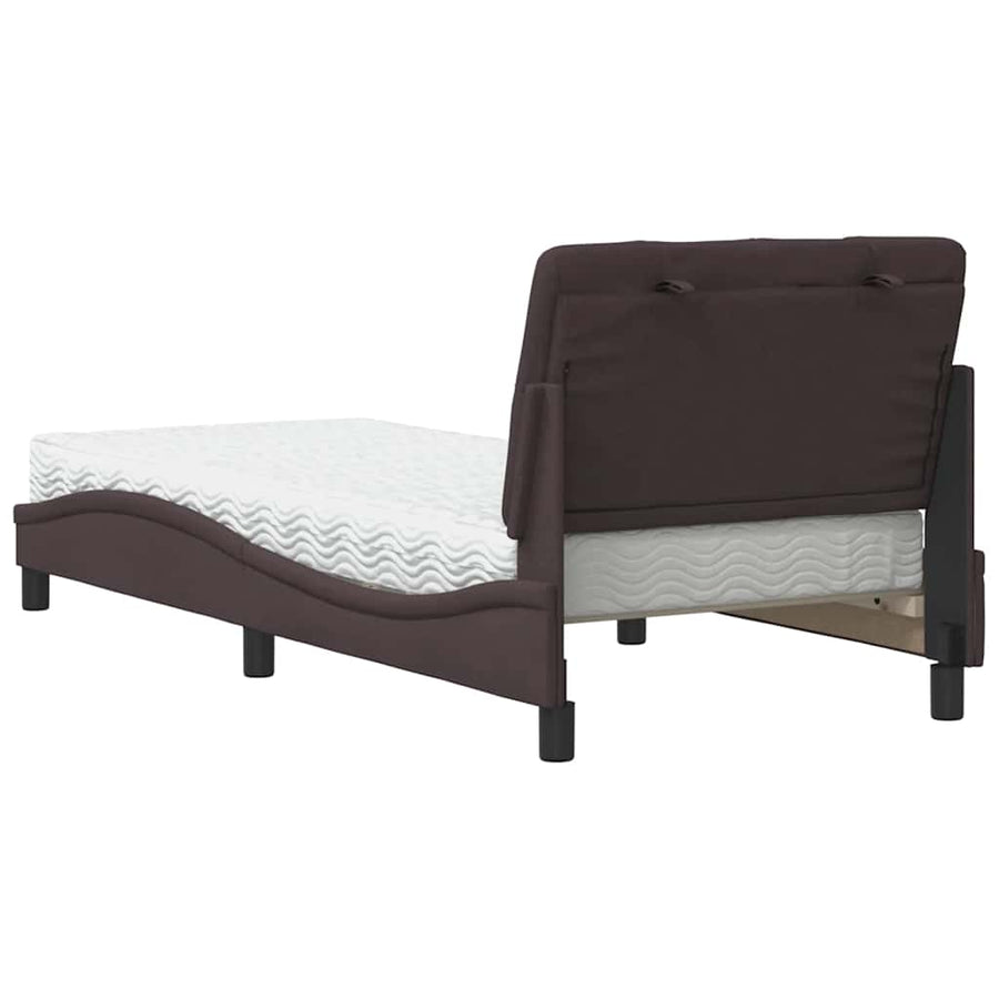 Bed Met Matras Stof 90 x 190 cm Donkerbruin