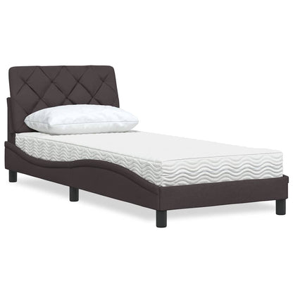 Bed Met Matras Stof 90 x 190 cm Donkerbruin