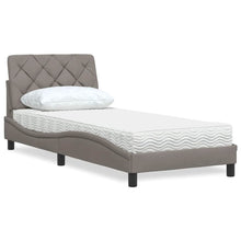 Bed met matras stof taupe 90x190 cm