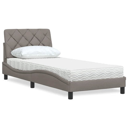 Bed met matras stof taupe 90x190 cm