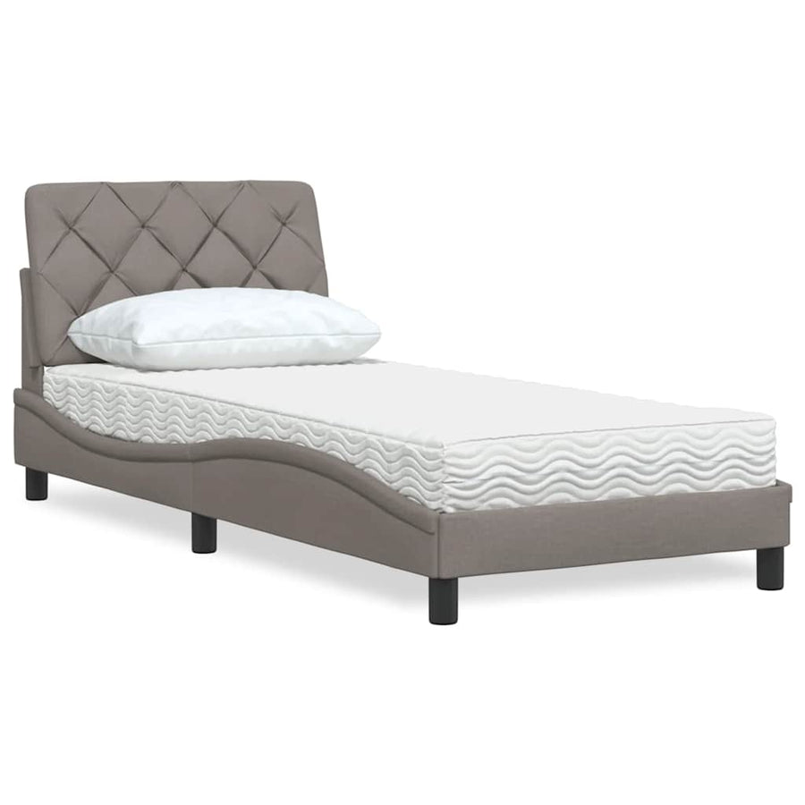 Bed met matras stof taupe 90x190 cm