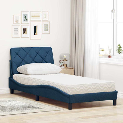 Bed met matras stof blauw 90x190 cm
