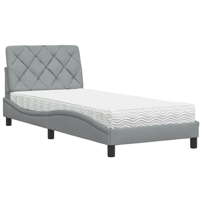 Bed met matras stof lichtgrijs 90x200 cm