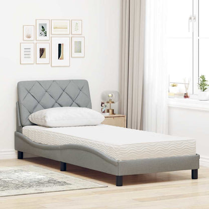 Bed met matras stof lichtgrijs 90x200 cm