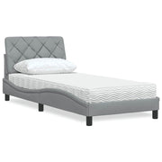 Bed met matras 90x200 cm stof lichtgrijs