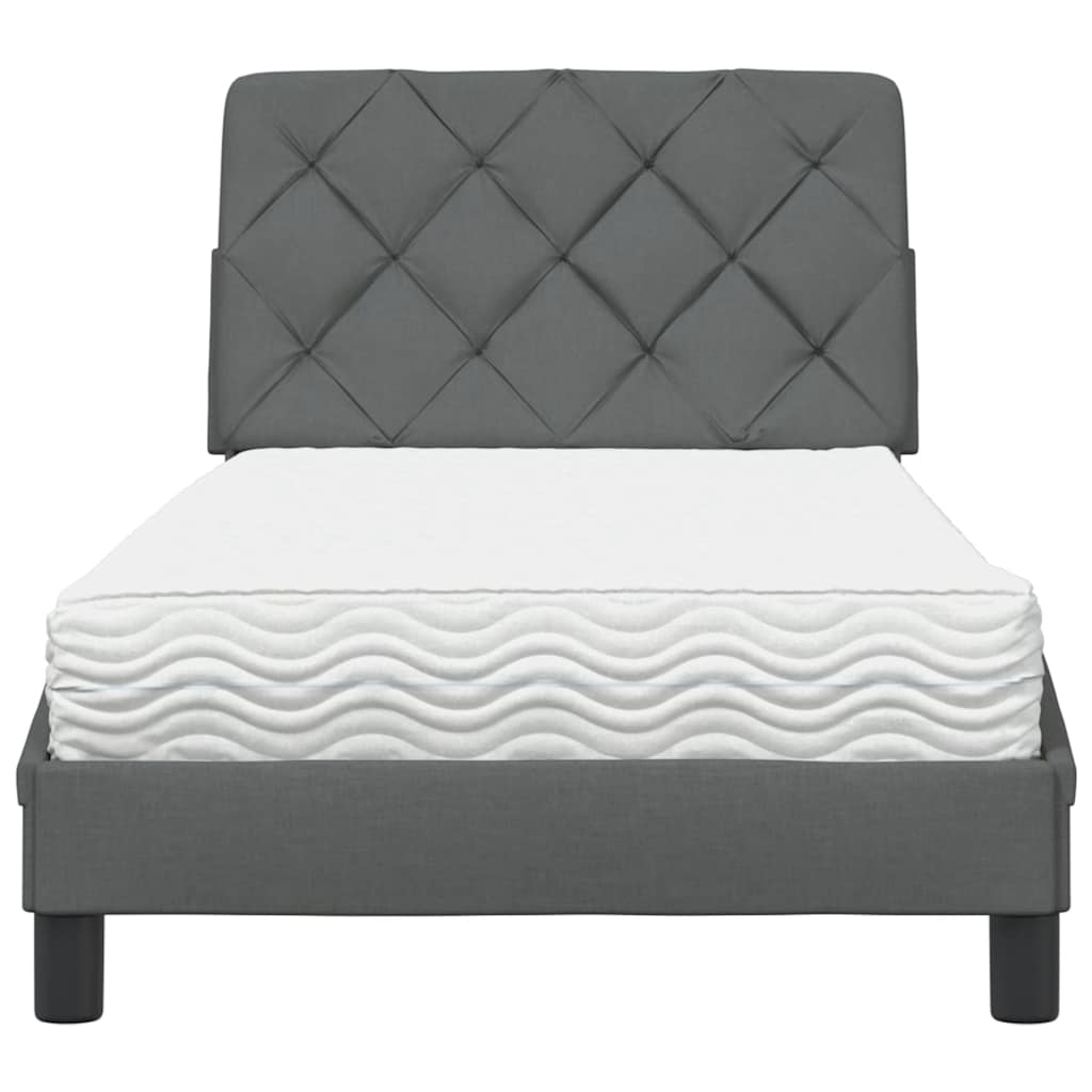 Bed met matras stof donkergrijs 90x200 cm