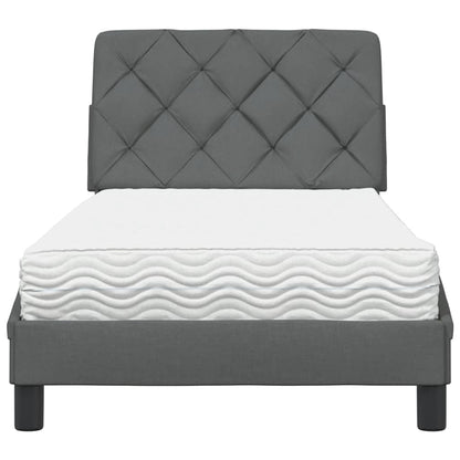 Bed met matras stof donkergrijs 90x200 cm