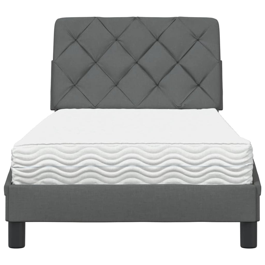 Bed met matras stof donkergrijs 90x200 cm
