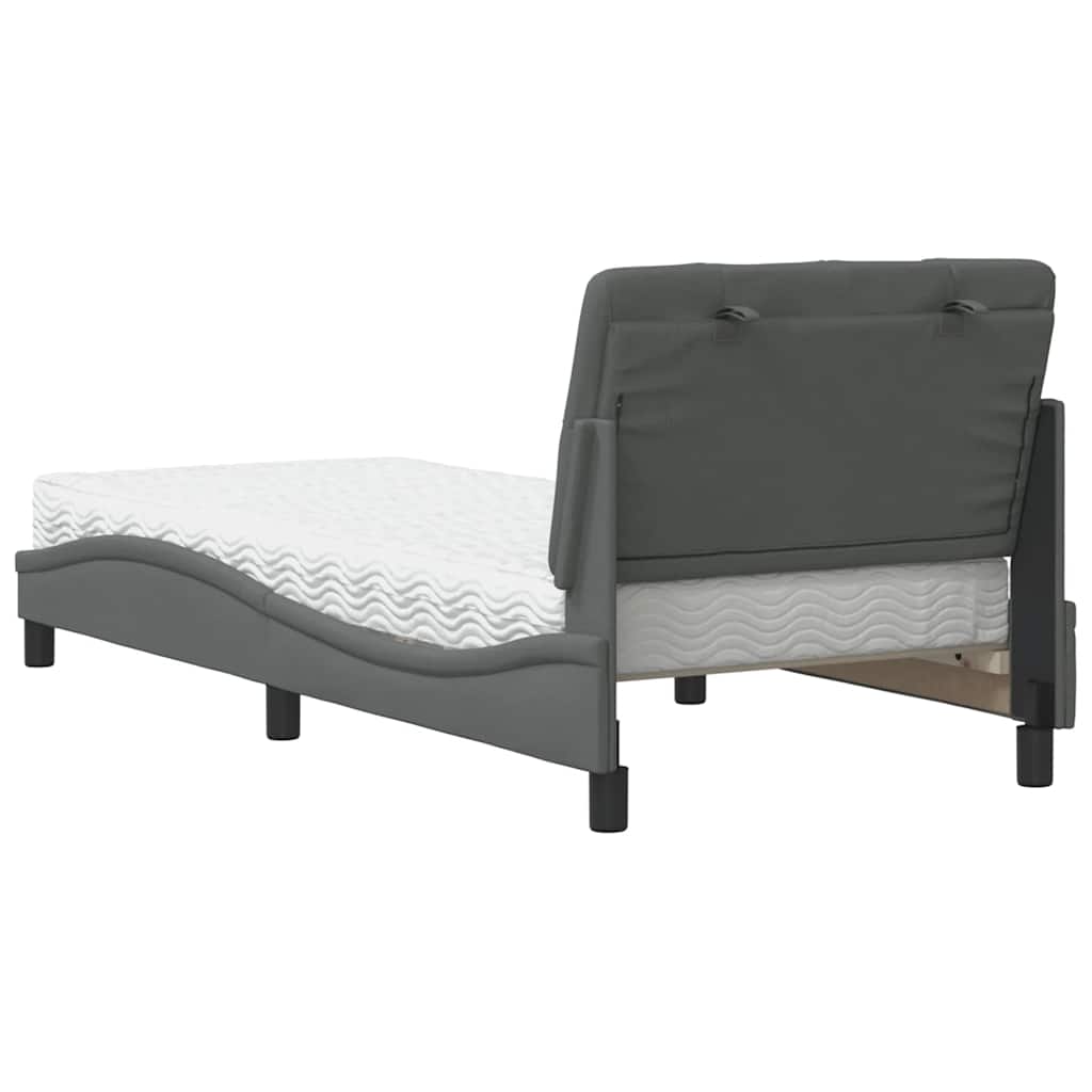 Bed met matras stof donkergrijs 90x200 cm