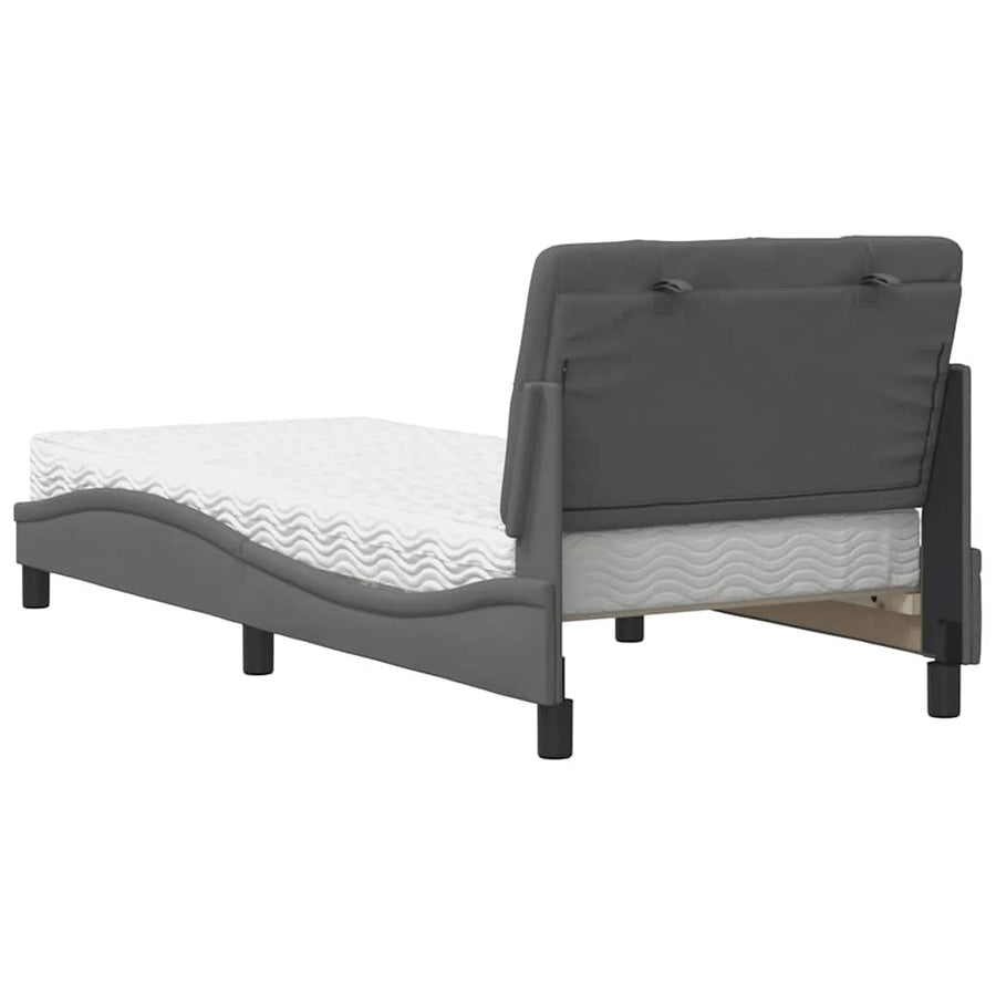 Bed met matras stof donkergrijs 90x200 cm