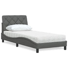 Bed with dark grey fabric mattress 90x200 cm