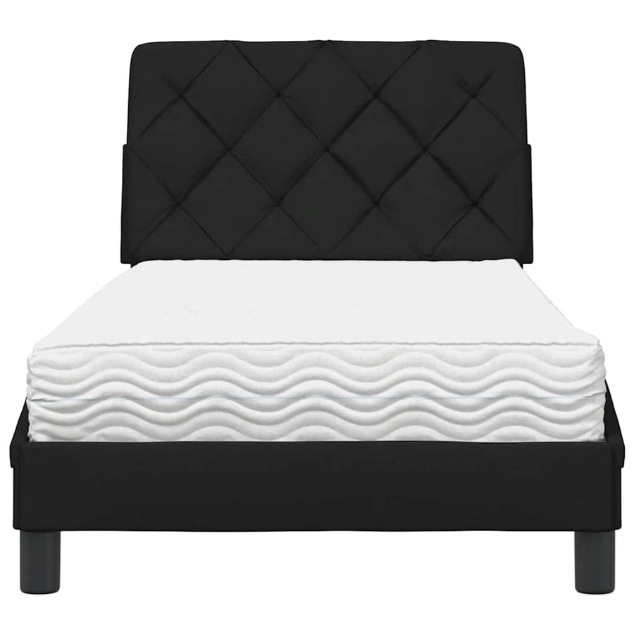 Bed met matras stof zwart 90x200 cm