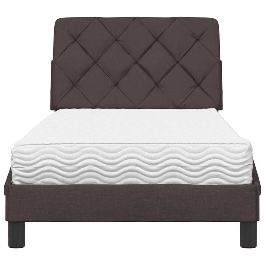 Bed met matras stof donkerbruin 90x200 cm