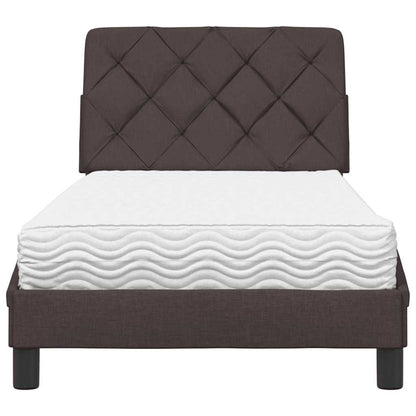 Bed met matras stof donkerbruin 90x200 cm