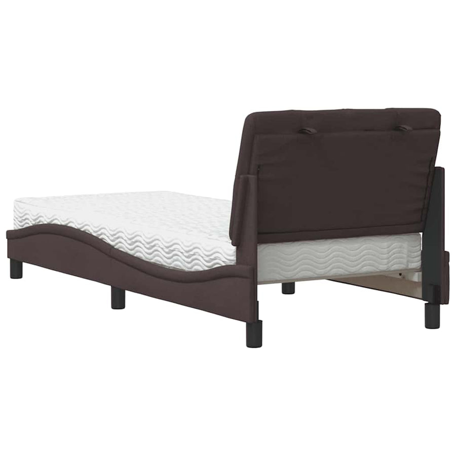 Bed met matras stof donkerbruin 90x200 cm