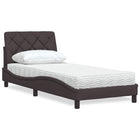 Bed with mattress fabric dark brown 90x200 cm