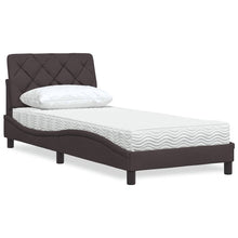 Bed met matras stof donkerbruin 90x200 cm