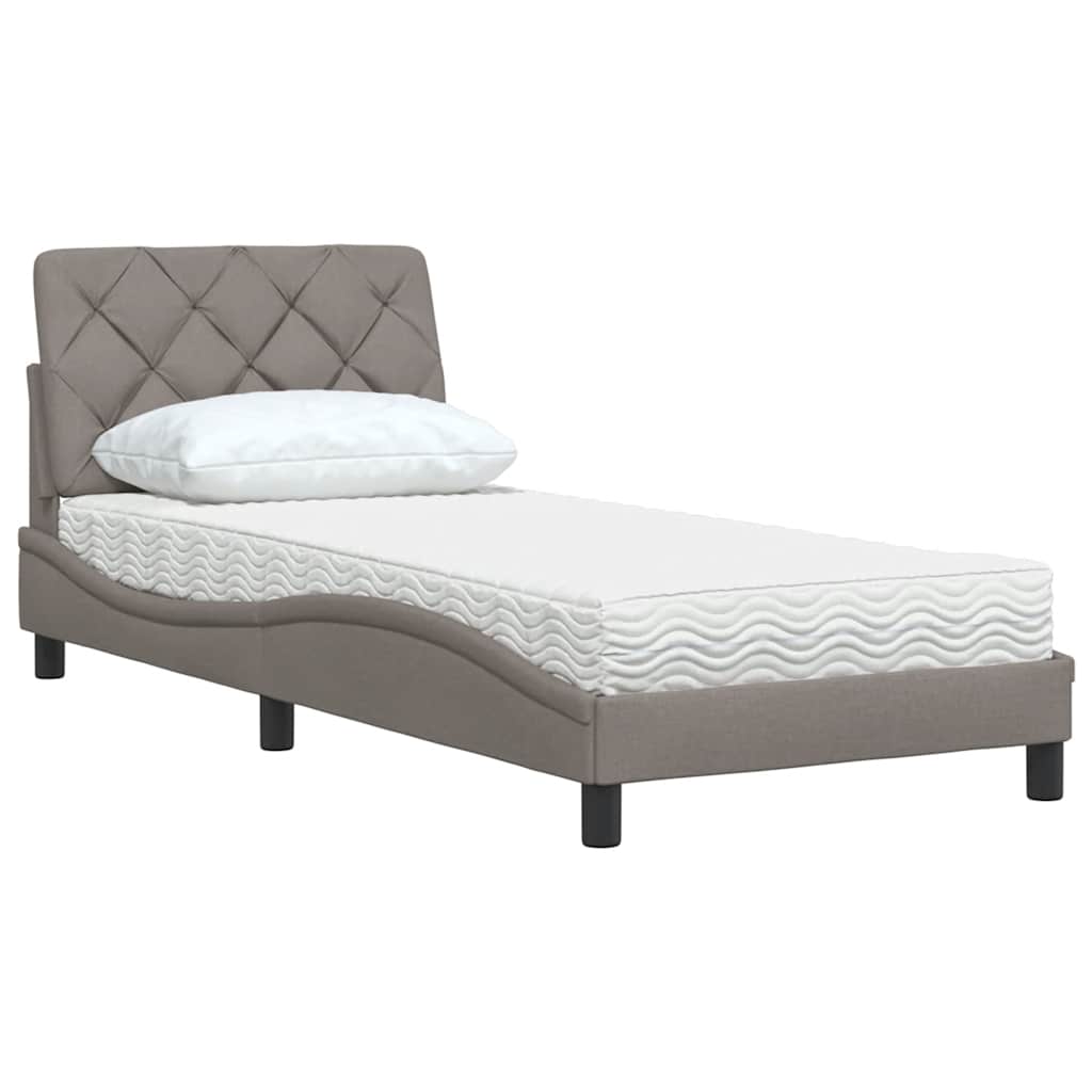 Bed met matras stof taupe 90x200 cm