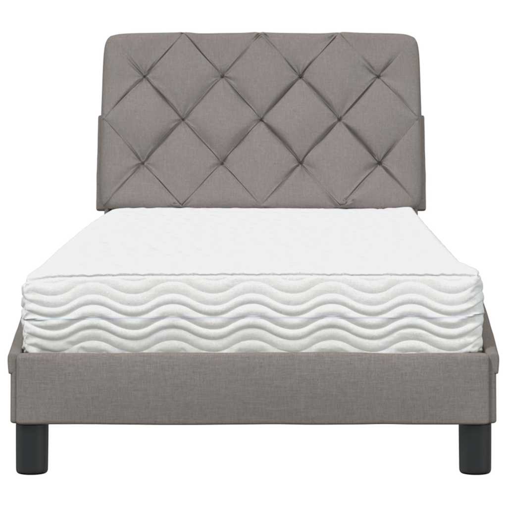 Bed met matras stof taupe 90x200 cm