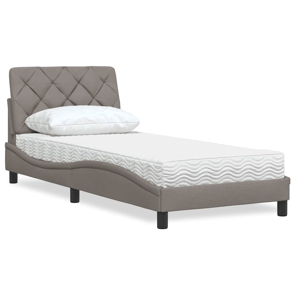 Bed met matras stof taupe 90x200 cm