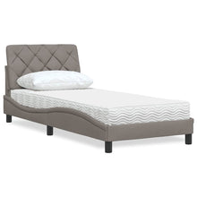 Bed met matras stof taupe 90x200 cm