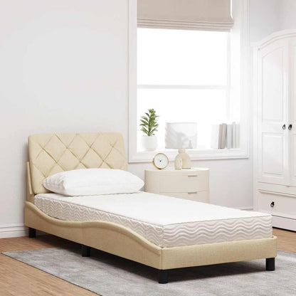 Bed met matras stof crèmekleurig 90x200 cm