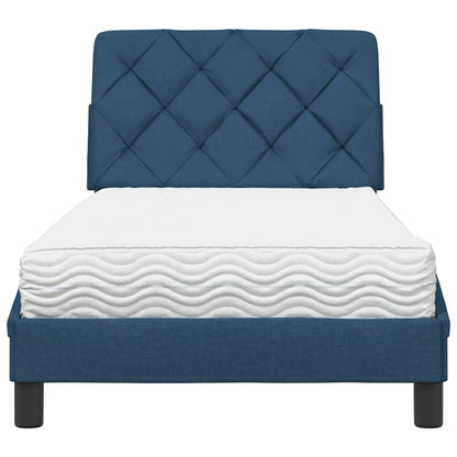Bed met matras stof blauw 90x200 cm
