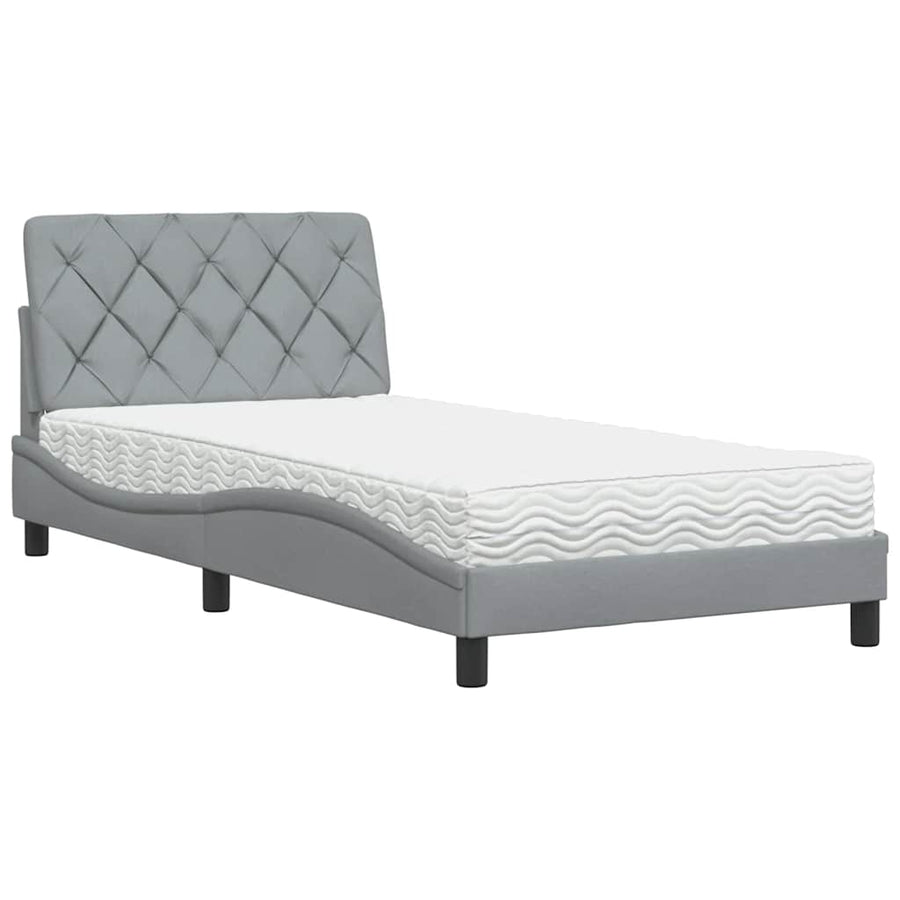 Bed met matras stof lichtgrijs 100x200 cm