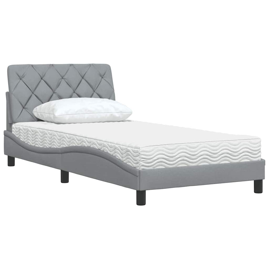 Bed met matras stof lichtgrijs 100x200 cm