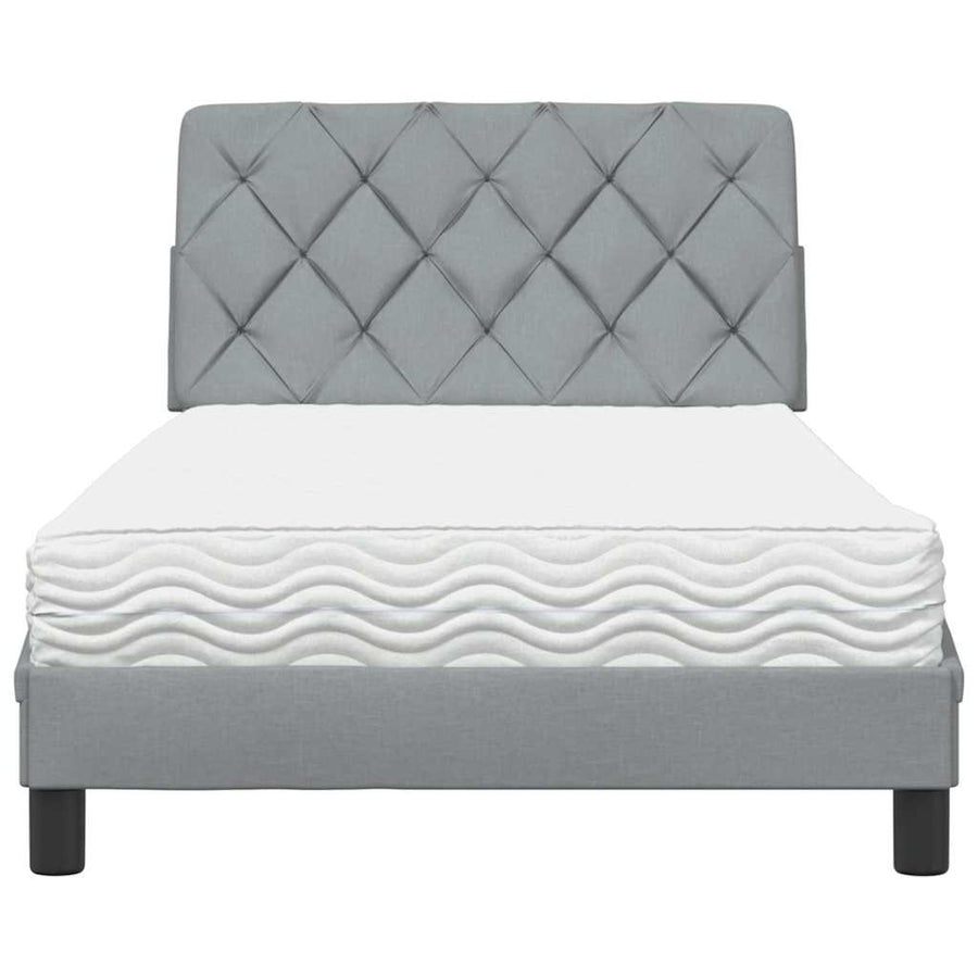 Bed met matras stof lichtgrijs 100x200 cm